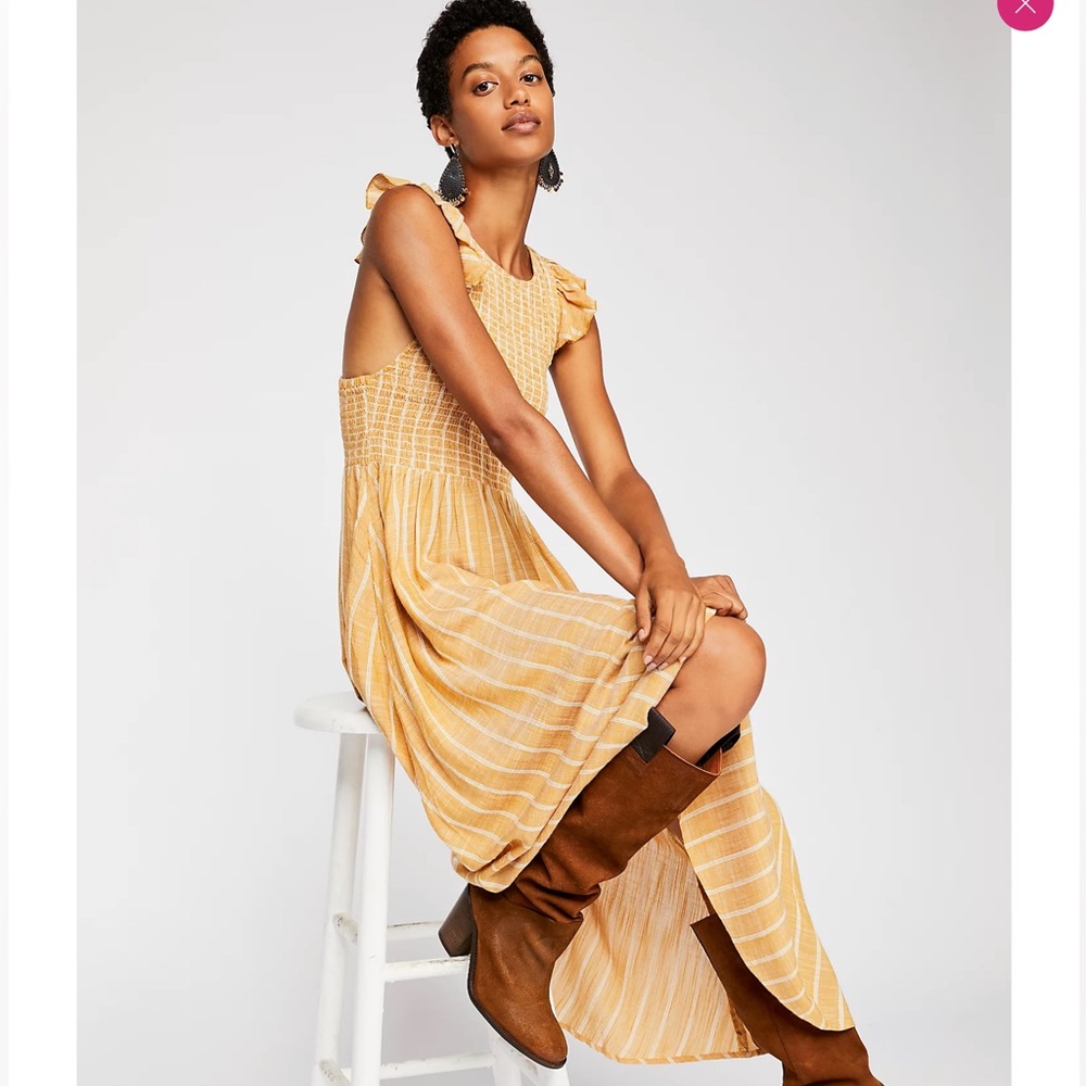 Free People Yellow Stripe Maxi Dress